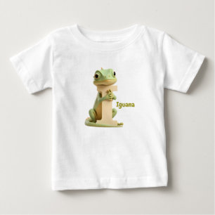 Söt Iguana Bokstav I Barn T-Shirt Djur Alfabet