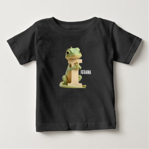 Söt Iguana Bokstav I Barn T-Shirt DjurAlfabet