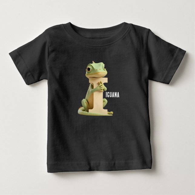 Söt Iguana Bokstav I Barn T-Shirt | DjurAlfabet (Framsida)