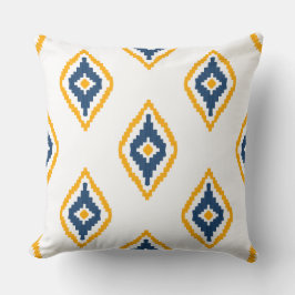 Söt Ikat mönster design Blue and gult Kudde