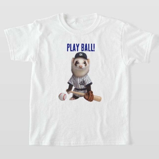 Söt iller utklädd som basebollspelare t shirt (Laydown)