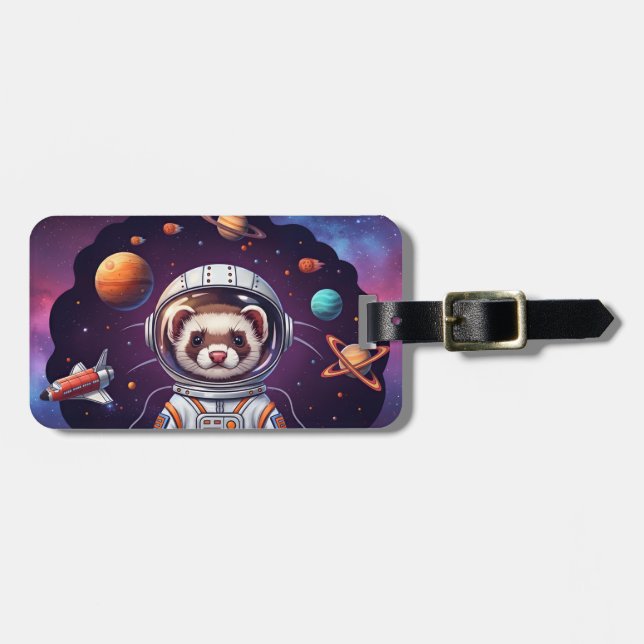 Söt illerastronaut i rymden bagagebricka (Horisontell Framsida)