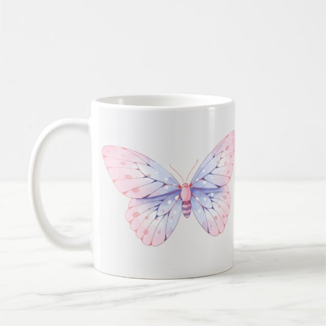 Söt Illustrated Butterfly Kaffemugg (Vänster)