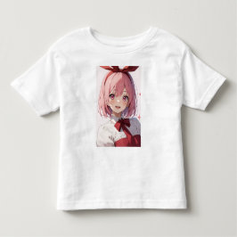 Söt illustration av animeflicka med rosa hår t shirt
