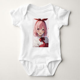 Söt illustration av animeflicka med rosa hår t shirt