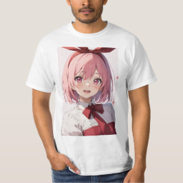 Söt illustration av animeflicka med rosa hår t shirt