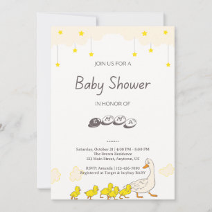 Söt illustration av ankunge-baby shower i minimali inbjudningar