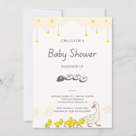 Söt illustration av ankunge för baby shower i mini inbjudningar
