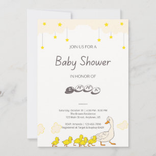 Söt illustration av ankunge för baby shower i mini inbjudningar