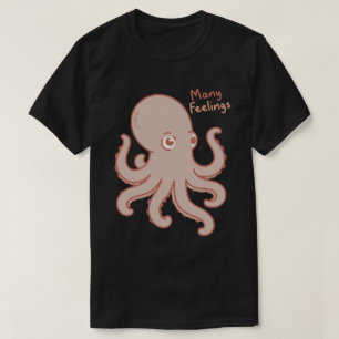 Söt illustration av bläckfisk med många känslor t shirt