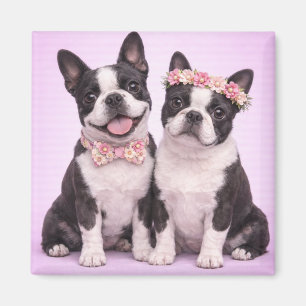 Söt illustration av Boston Terrier-koppel för Alla Magnet