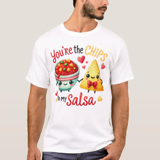 Söt illustration av chips och salsa som mellanmål t shirt