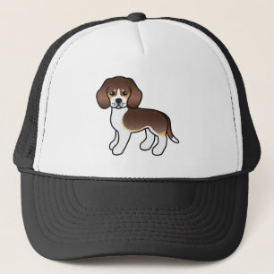 Söt illustration av choklad trefärgad beagle hund keps