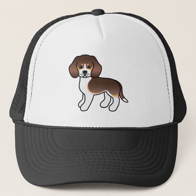 Söt illustration av choklad trefärgad beagle hund keps (Framsida)