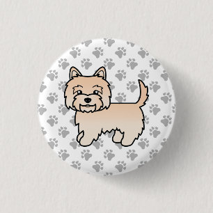 Söt illustration av Cream Cairn Terrier hund Klor Knapp