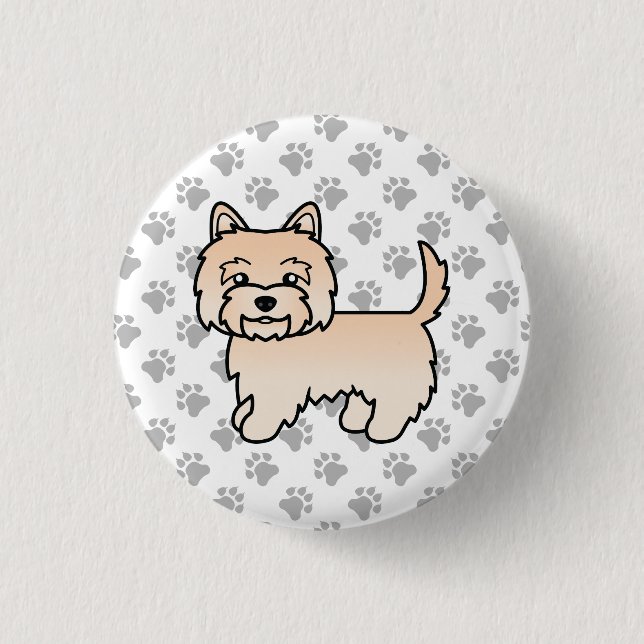Söt illustration av Cream Cairn Terrier hund Klor Knapp (Framsida)
