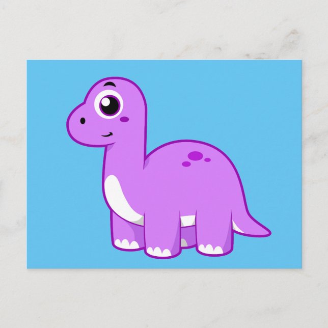Söt illustration av en Brontosaurus-dinosaurie. Vykort (Framsida)