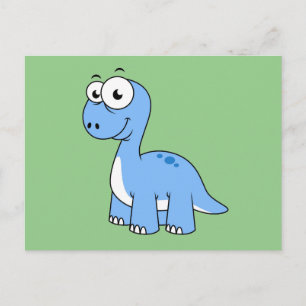 Söt illustration av en Brontosaurus. Vykort