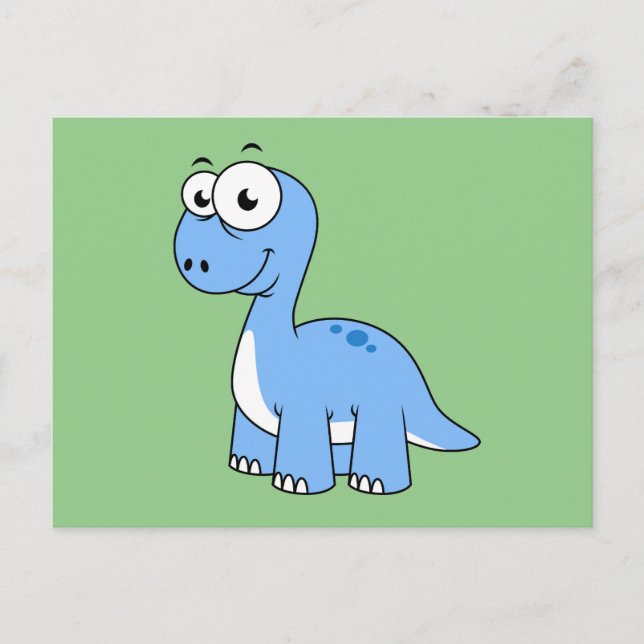 Söt illustration av en Brontosaurus. Vykort (Framsida)