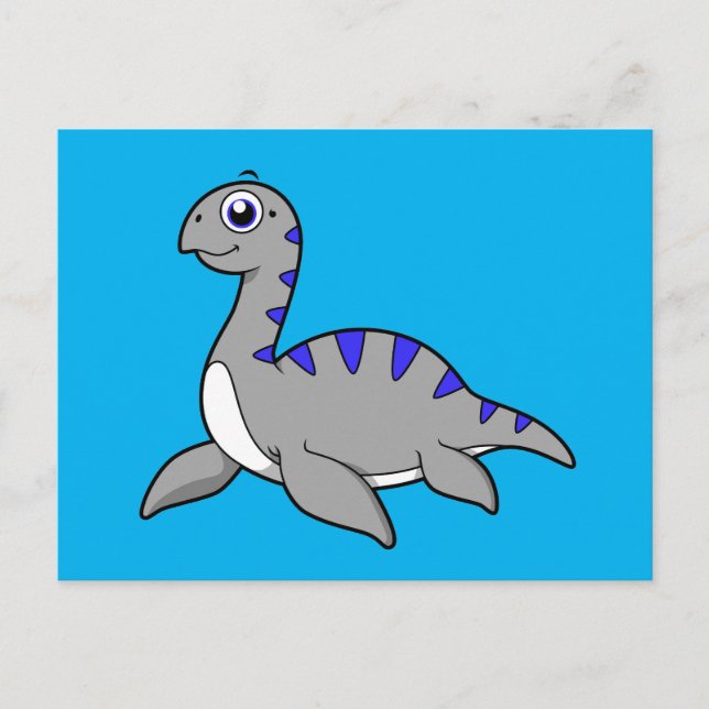 Söt illustration av en Loch Ness-monster. Vykort (Framsida)