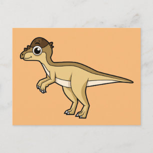 Söt illustration av en Pachycephalosaurus-dinosaur Vykort
