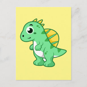 Söt illustration av en Spinosaurus. Vykort