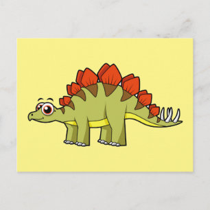 Söt illustration av en Stegosaurus-dinosaurie. Vykort