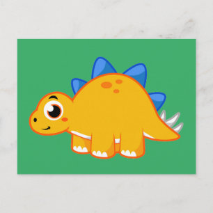 Söt illustration av en Stegosaurus. Vykort