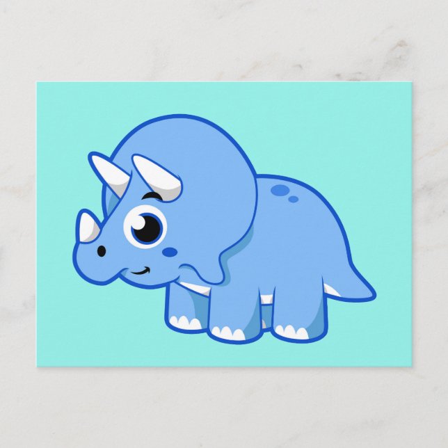 Söt illustration av en Triceratops-dinosaurie. Vykort (Framsida)