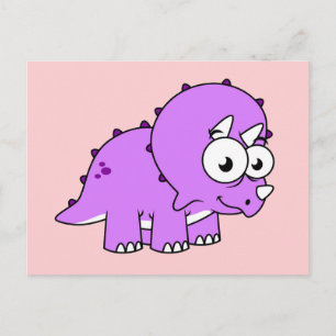 Söt illustration av en Triceratops. Vykort