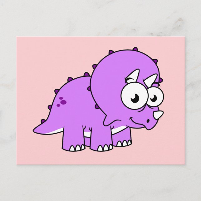 Söt illustration av en Triceratops. Vykort (Framsida)
