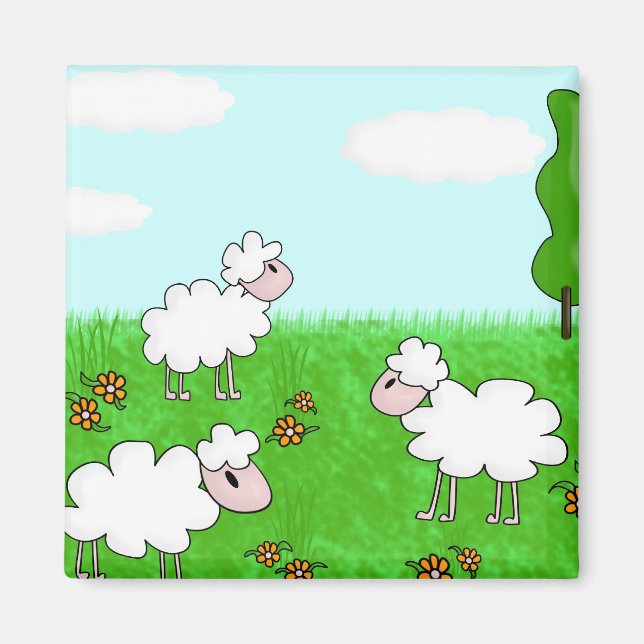 Söt illustration av fårbarn magnet (Framsidan)