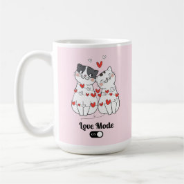 Söt Illustration av Kattpar på Alla Hjärtans Dag Kaffemugg