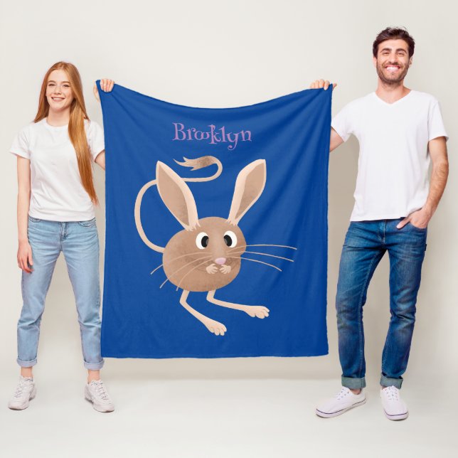 Söt illustration av långörad ökenhoppmus i tecknad fleecefilt (På plats)