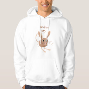 Söt illustration av långörad ökenhoppmus i tecknad hoodie