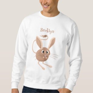 Söt illustration av långörad ökenhoppmus i tecknad lång ärmad tröja