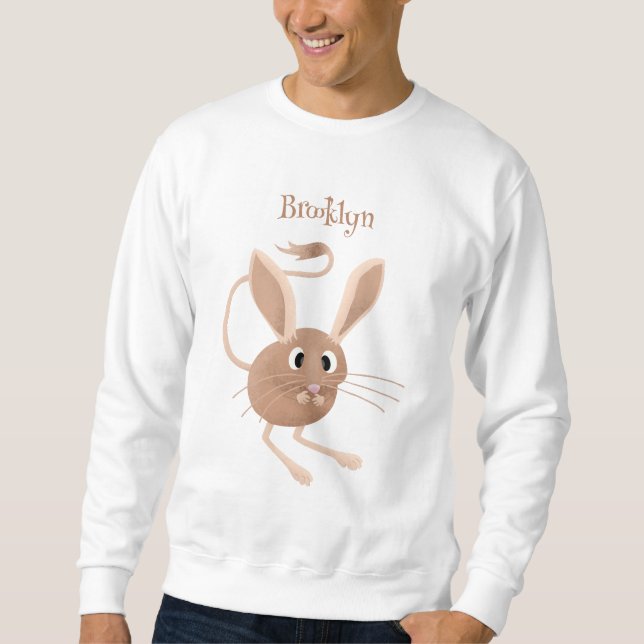Söt illustration av långörad ökenhoppmus i tecknad lång ärmad tröja (Framsida)