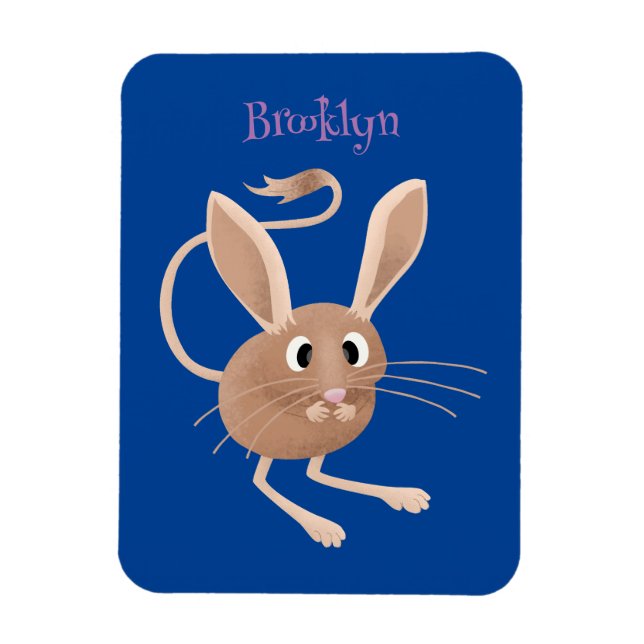 Söt illustration av långörad ökenhoppmus i tecknad magnet (Vertikal)