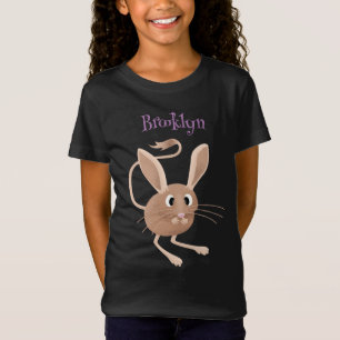 Söt illustration av långörad ökenhoppmus i tecknad t shirt