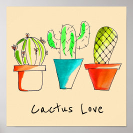 Söt illustration av mexikansk cactus poster