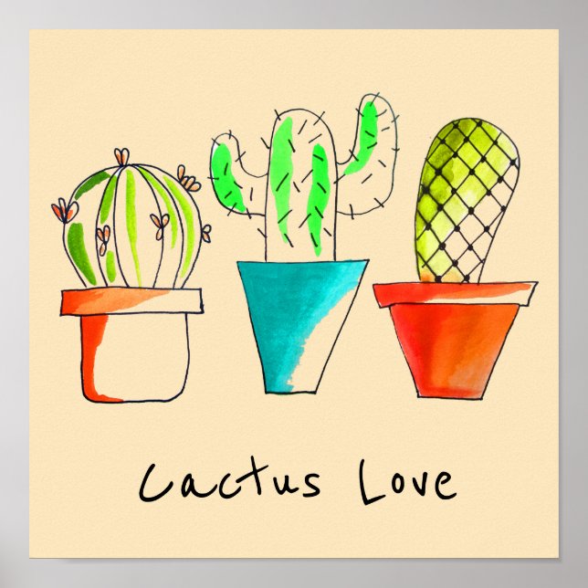 Söt illustration av mexikansk cactus poster (Framsidan)