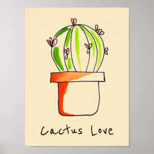Söt illustration av mexikansk cactus poster