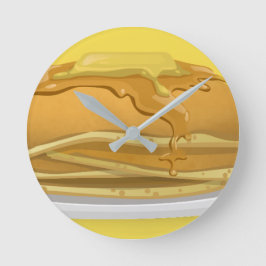 Söt illustration av pancake och aple-sirap rund klocka