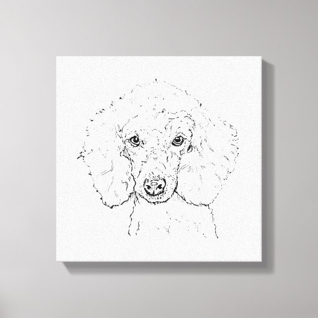 Söt illustration av pudel, handritad canvastryck (Framsida)