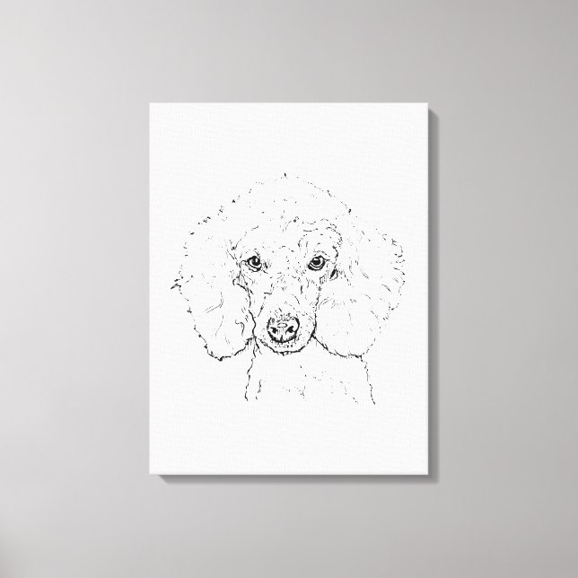 Söt illustration av pudel, handritad canvastryck (Framsida)
