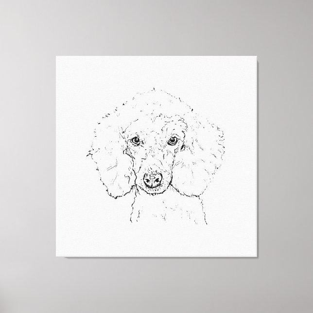 Söt illustration av pudel, handritad canvastryck (Framsida)