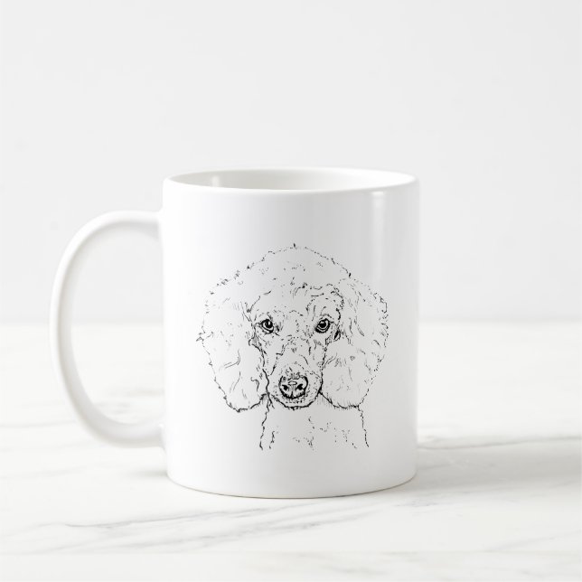 Söt illustration av pudel, handritad kaffemugg (Vänster)