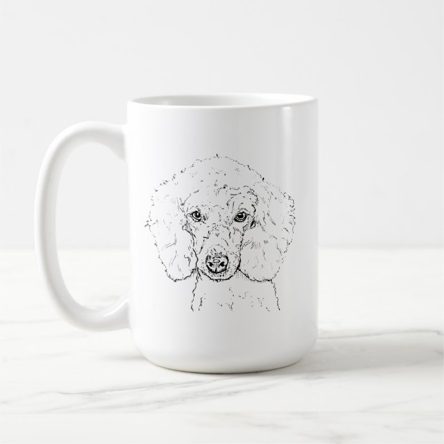 Söt illustration av pudel, handritad kaffemugg (Vänster)