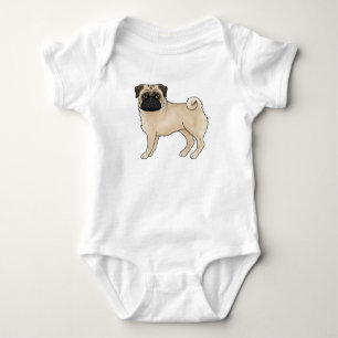 Söt illustration av Pug Mops hund i hjortfärgad pä T Shirt