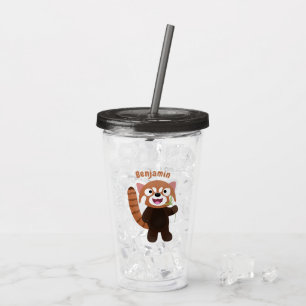 Söt illustration av röd panda i tecknad stil take away mugg